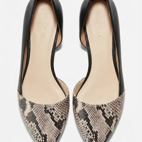 Cole Haan Amalia Skimmer Snakeskin Leather d’Orsay Flats Black 9 - Picture 4 of 5